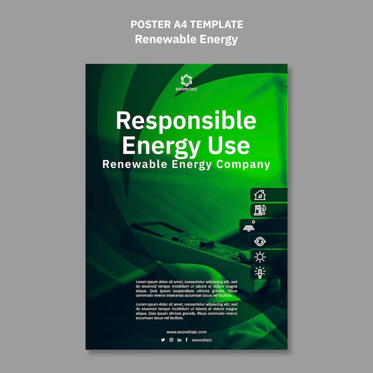 PSD grátis modelo de energia renovável de design plano