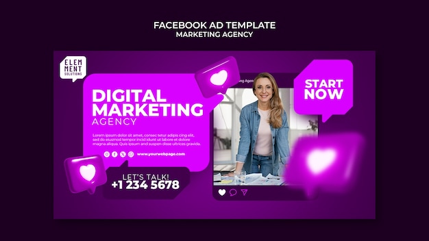 PSD grátis modelo de estratégia de marketing do facebook