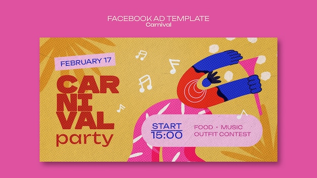 PSD grátis modelo de evento de carnaval no facebook