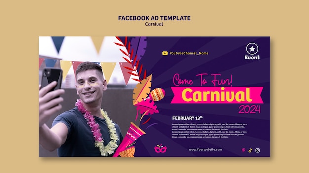 PSD grátis modelo de evento de carnaval no facebook