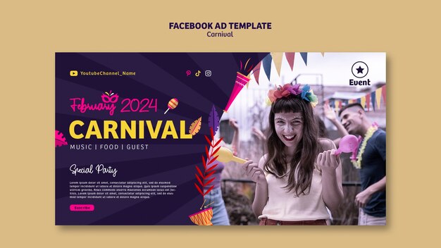 Modelo de evento de carnaval no Facebook