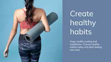 PSD grátis modelo de exercício de bem-estar de ioga psd para apresentação de estilo de vida saudável