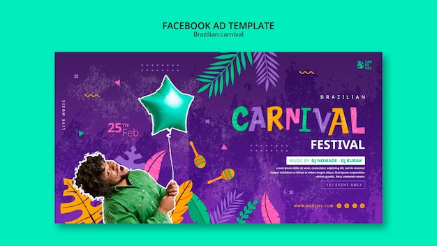 Modelo de facebook da celebração do carnaval brasileiro