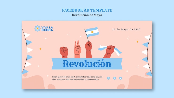 PSD grátis modelo de facebook da revolução de maio