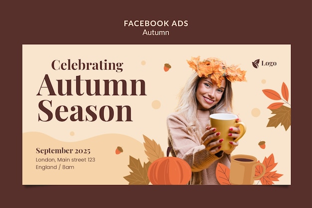 PSD grátis modelo de facebook da temporada de outono