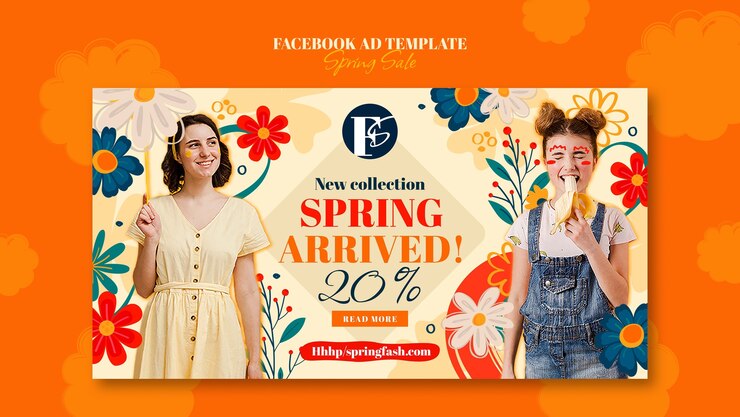 PSD grátis modelo de facebook da temporada de primavera