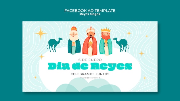 PSD grátis modelo de facebook da tradição de reyes magos