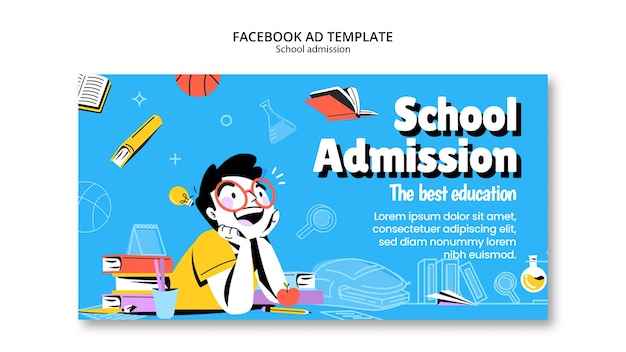 Modelo de facebook de admissão escolar desenhado à mão