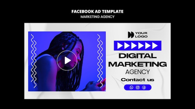 PSD grátis modelo de facebook de agência de marketing de design plano