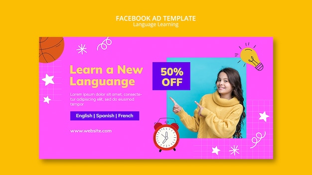 Modelo de facebook de aprendizado de idiomas