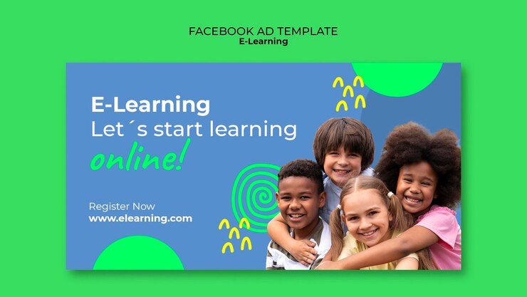 PSD grátis modelo de facebook de aprendizagem eletrônica de design plano