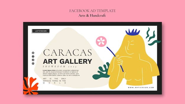 Modelo de facebook de artes e artesanato de design plano