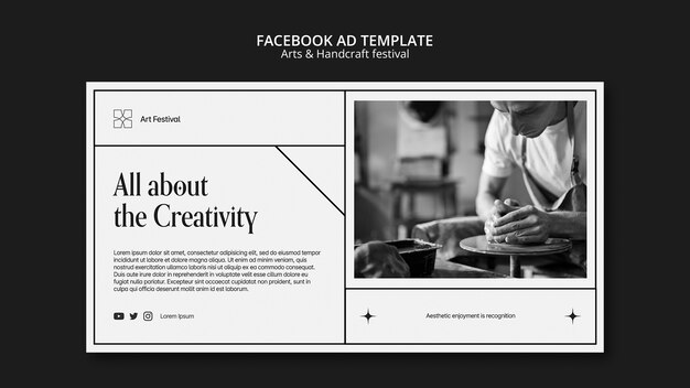 Modelo de facebook de artes e artesanato minimalista