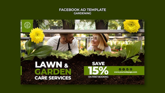 PSD grátis modelo de facebook de atividade de jardinagem