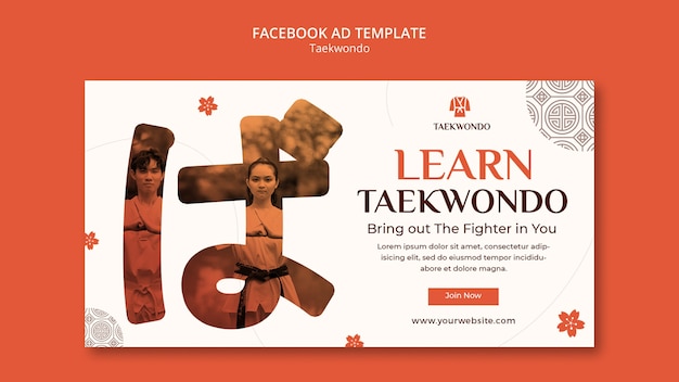 PSD grátis modelo de facebook de aula de taekwondo