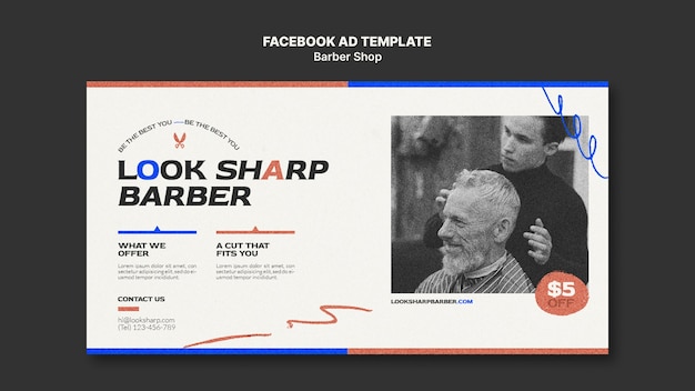 PSD grátis modelo de facebook de barbearia minimalista