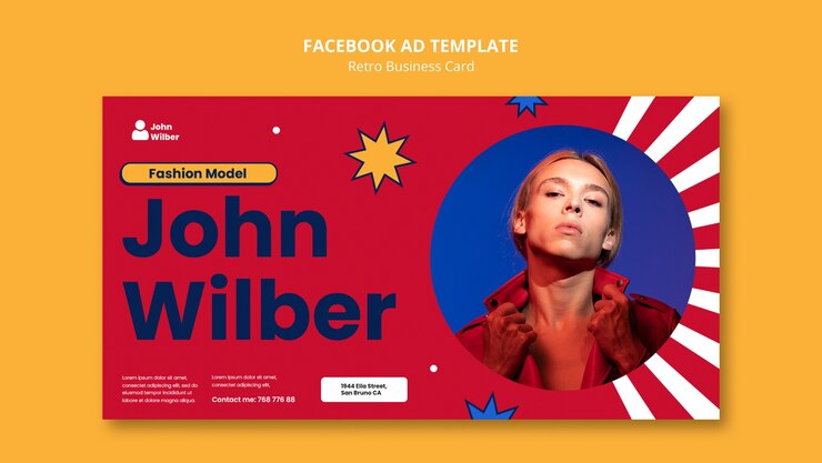 PSD grátis modelo de facebook de cartão de visita retrô de design plano