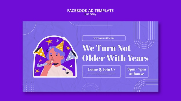 Modelo de facebook de celebração de aniversário de design plano