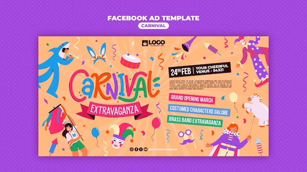 Modelo de facebook de celebração de carnaval