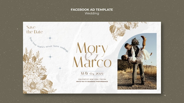 Modelo de facebook de celebração de casamento floral