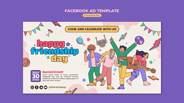 Modelo de facebook de celebração do dia da amizade