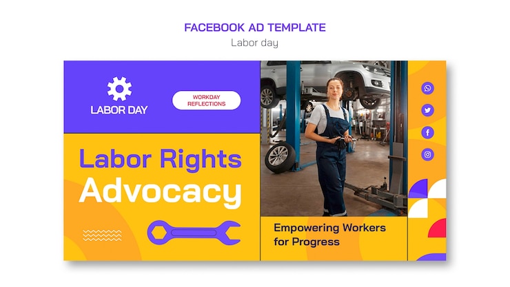 PSD grátis modelo de facebook de celebração do dia do trabalho