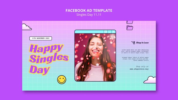 Modelo de facebook de celebração do dia dos solteiros