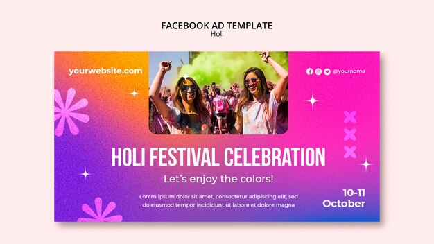 Modelo de facebook de celebração do festival holi
