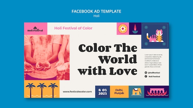 Modelo de facebook de celebração do festival holi