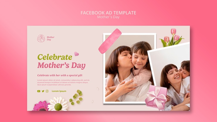 PSD grátis modelo de facebook de celebração floral do dia das mães