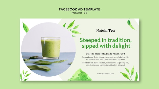 Modelo de facebook de chá matcha