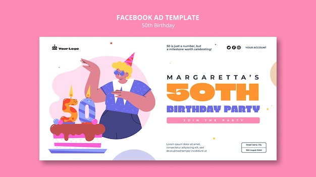 PSD grátis modelo de facebook de comemoração de 50 anos