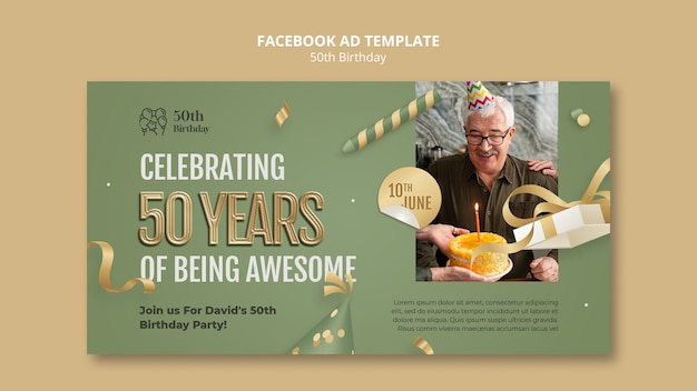Modelo de facebook de comemoração de 50 anos