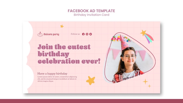 PSD grátis modelo de facebook de comemoração de aniversário de design plano