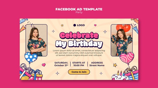 Modelo de facebook de comemoração de aniversário