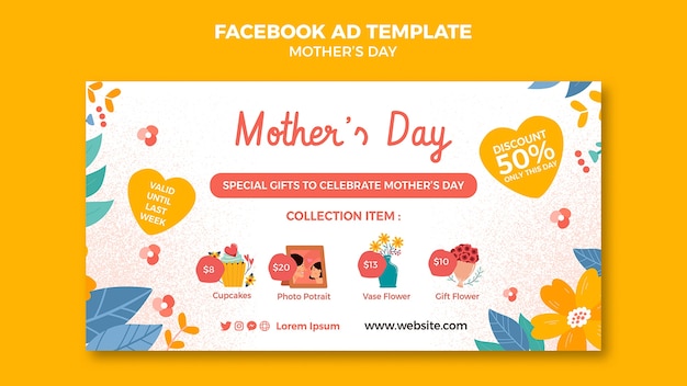 Modelo de facebook de comemoração do dia das mães
