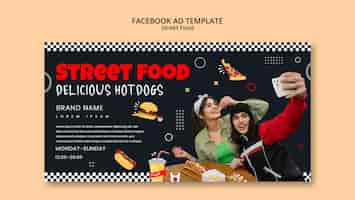 PSD grátis modelo de facebook de comida de rua de design plano