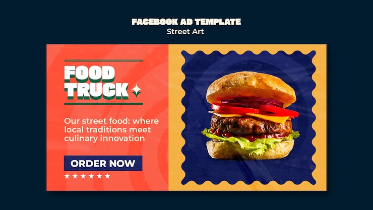 PSD grátis modelo de facebook de comida de rua de design plano