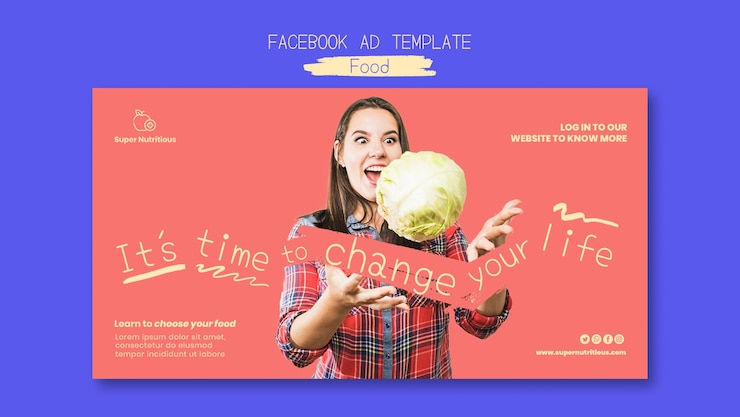 PSD grátis modelo de facebook de comida deliciosa desenhada à mão