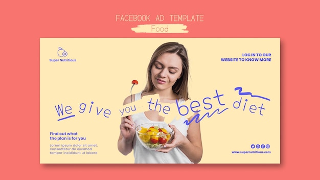 PSD grátis modelo de facebook de comida deliciosa desenhada à mão