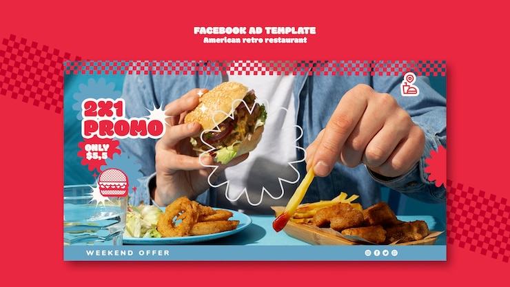 PSD grátis modelo de facebook de comida deliciosa