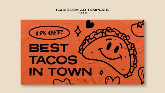 PSD grátis modelo de facebook de comida mexicana desenhado a mão