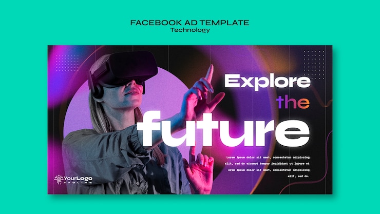 PSD grátis modelo de facebook de conceito de tecnologia gradiente