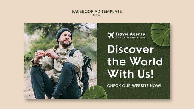 Modelo de facebook de conceito de viagem realista