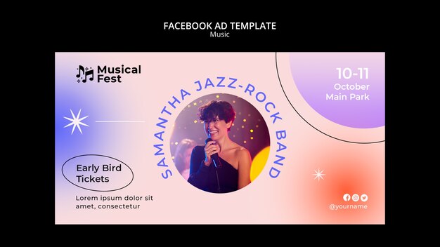 Modelo de facebook de concerto de música dinâmico