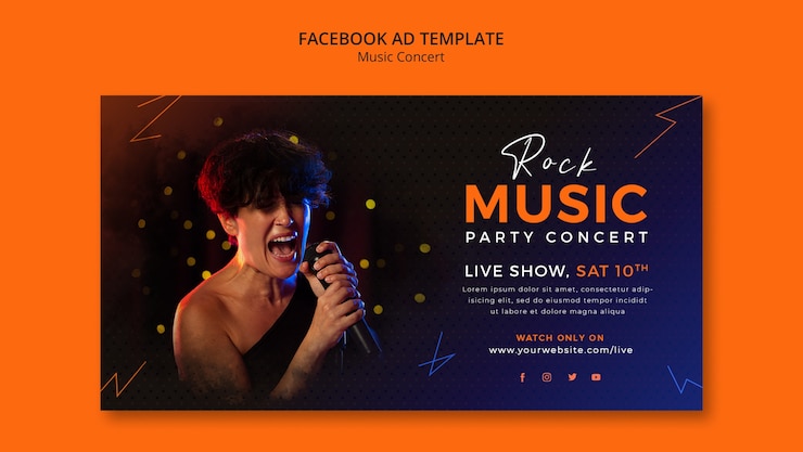 PSD grátis modelo de facebook de concerto de música