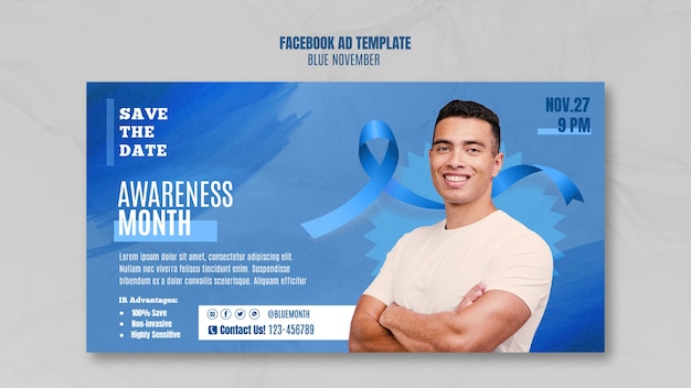 Modelo de facebook de conscientização de novembro azul