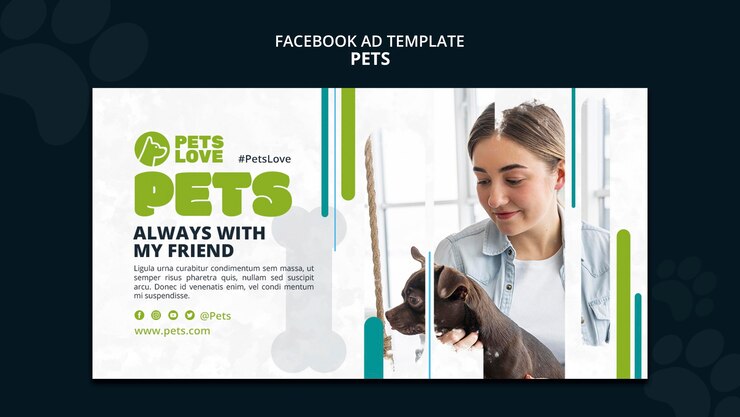 PSD grátis modelo de facebook de cuidados com animais de estimação de design plano