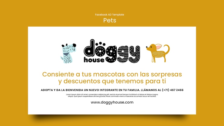 PSD grátis modelo de facebook de cuidados com animais de estimação desenhado à mão