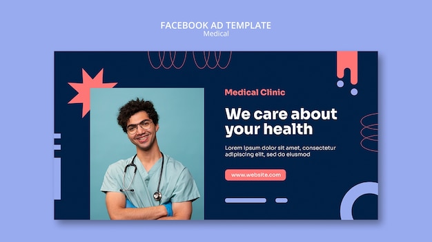 PSD grátis modelo de facebook de cuidados médicos de design plano